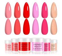 Lavender Violets 6 Colors Acrylic Dip Powder French Nail Art Manicure Summer Dipping Powder Nail Powder Set Salon Choice Pink Peach Nude Red Glitter Shimmer JS208
