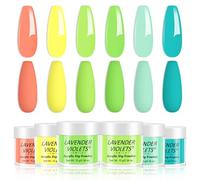Lavender Violets 6 colours Acrylic Dip Powder Spring to Summer Neon Light Pink Yellow Green Blue French Nail Art Manicure Large Capacity Dipping Powder Nail Powder JS211