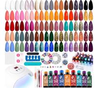 Lavender Violets 73 Pcs Gel Nail Polish Set with lamp 45 Colors Full Set for Beginners Nail Primer,Base Coat,Matte&Top Coat Manicure Remover Shellac Gel Polish Kit 54W LED Light Varnish LA06