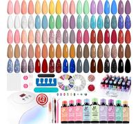 Lavender Violets 73 Pcs Gel Nail Polish Set with Lamp Starter Kit 45 Colors Full Set for Beginners Nail Primer,Base Coat,Matte&Top Coat Manicure Gel Remover Shellac UV Varnish Nail tech Suppliers LA07