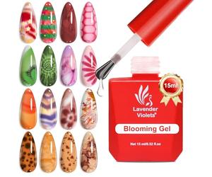 Lavender Violets Blooming Gel Nail Polish 15ml Clear Blossom UV Gel Polish for Spreading Effect Marble Natural Stone Watercolor Floral Print Soak off Nail Art Design Manicure Gift for Girls A106