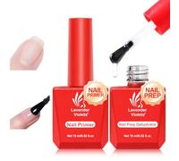 Lavender Violets Gel Nail Prep Dehydrator and Primer - 15ml Nail Bond Set for Gel Polish Air Dry Superior Bonding Primer for Acrylic Powder Supplies Set Salon-Quality Long-Lasting Manicures A107A108
