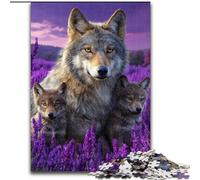 Lavender Wolf Jigsaw Puzzles for Teenagers 1000 Pieces, Educational Games Home Decoration Suitable for Desktop Decoration (50x75cm)