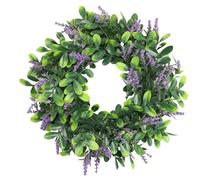 Lavender Wreaths For Front Door, Lavender Wreath for Front Door, Artificial Flower Wreath 14'' Green Eucalyptus Wreaths with Lavender Decorative Spring Wreath for Window Porch, Eucalyptus Wreath