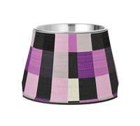 Lavenderblush Buffalo Plaid Check Tartan Scotland Bowl for Pets with Stand Stainless Steel Cat Feeding Bowls for Small Dogs Whisker Friendly