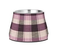 Lavenderblush Buffalo Plaid Check Tartan Scotland Feed Dog Bowl Non Slip Stainless Steel Raised Cat Bowls for Small Pet Comfort Feeding