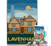 Lavenham England Cityscape 1000 Piece Jigsaw Puzzles for Teenagers,Help The Brain Exercise Addictive Toys to Cultivate Patience Unique Challenge Game 75x50cm
