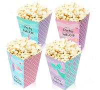 LaVenty 12 PCS Mermaid Popcorn Boxes Treat Bags Under the Sea Candy Goodie Bags for Ocean Animals Baby Shower Birthday Party Favors