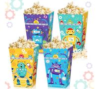 LaVenty 12 PCS Robot Party Favor Bags Popcorn Boxes Race Car Party Candy Bags Robot Goodie Gift Treat Boxs Gear Themed Birthday Supplies