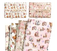 LaVenty 12 Sheets Horse Floral Wrapping Paper Run for The Roses Gift Wrap Paper for Horse Party Horse Racing Derby Birthday baby shower bridal shower Wedding DIY Craft 19.7 × 27.6 Inch