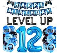 LaVenty 19 PCS Level UP Birthday Decoration Video Game 12 Birthday Decorations Gamer Party Supplies Twelve years old Birthday Party Decorations, Colour 12