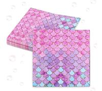 LaVenty 24 PCS Mermaid Party Napkins Under The Sea Napkins Marine Sea Animals for Girls Birthday Baby Shower Bridal Shower Wedding Party Supplies