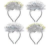 LaVenty 4 PCS Silver Stars Headband Happy New Year 2026 Party Headband New Year Eve Party Photo Booth Props