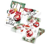 LaVenty 40 Pack Christmas Disposable Paper Decorative Dessert Napkins Xmas Balls Desgin for Party Lunch Dinner Kitchen Bathroom Christmas Party Supplies