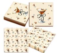 LaVenty 40PCS Espresso Margarita Napkins Mexican Bachelorette Fiesta Decorations Birthday Party Summer Cactus Supplie Cinco de Mayo Tequila Cocktail Tableware