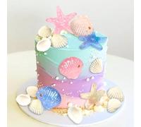 LaVenty Beach Shells Cake Decor Under the Sea Ocean Birthday Decorations Sea Ocean Party Favor Supplies for Sea Ocean Theme Baby Shower Birthday Party