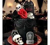 LaVenty Black Red Gothic Cake Decorations Rose Rip Death Cake Toppers