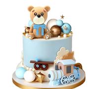 LaVenty Blue Teddy Baptism Cake Decoration Boy Girl 1 Year Cake Teddy Bear Decoration Weddings Babyshower Birthday Party