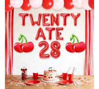 LaVenty Cherry Red Twenty Ate Birthday Banner Blloons Twenty Eight Decor