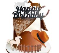 LaVenty Cowboy Cake Topper Cowboy Western Cake Decorations Cowgirl Hat Birthday Cake Toppers Cowgirl Boots Cow Balls Cake Topper