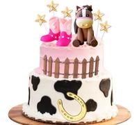 LaVenty Cowboy Horse Cake Decoration Cowgirl Cake Topper Girls Horse Party Decorations Horse Racing for Western Cowgirl Birthday Baby Shower