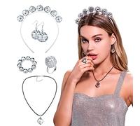 LaVenty Disco Accessories Abba Accessories Women Disco Costume Women Disco Party Outfit Women Disco Ball Earrings 70s Costumes For Women Disco Necklace Disco Ball Headband