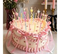 LaVenty Fancy Aesthetics Birthday Cake Decor Butterfly Pink Purple Bow Cake Topper for Aesthetics Birthday Bridal Shower Party Supplies