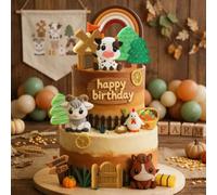 LaVenty Farm Animal Cake Decoration Chicken Farm Animal Birthday Decoration