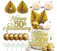 LaVenty Glitter Happy 50th Anniversary Cake Topper