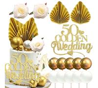 LaVenty Glitter Happy 50th Anniversary Cake Topper
