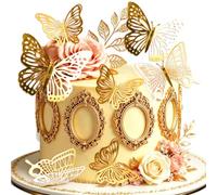 LaVenty Gold Frame Cake Decorations Butterfly Royal Princess Tea Party Cake Topper for Wedding Baby Bridal Shower Wedding Engagement Supplies