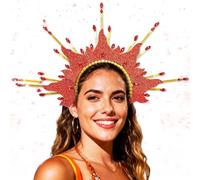 LaVenty Golden Fire Flame Headpiece Sun Halo Crown Headband Carnival Accessories Headdress Mardi Gras Rave Festival for Women Costume Supplies