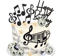 LaVenty Guitar Music Theme Birthday Cake Toppers Electric Guitar Rock Roll Cake Decorations for Rockstar Theme Guitar Bass Party Supplies