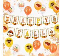 LaVenty Happy Fall Party Banner Balloon Decoration Fall Party Supplies Happy Fall Balloons for Boy Girl Fall Party