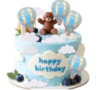 LaVenty Hot Air Balloon Cake Decorations Clouds Cake Toppers Ball Dessert Picks Hot Air Balloon Baby Shower Birthday Party Celebration Photo Props