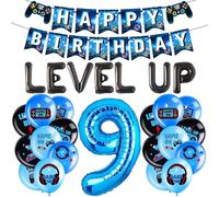 LaVenty Level UP Birthday Decoration Video Game 9 th Birthday Decorations Gamer Party Supplies Nine Years Old Party Decorations
