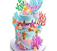 LaVenty Little Mermaid Cake Topper Under the Sea Cake Decoration Seashell Cake Topper Mermaid Tail Cake Toppers Mermaid Party Supplies
