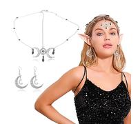 LaVenty Luxury Crescent Moon Headpiece Circlet Headpiece Viking Headpiece Witch Hair Accessories Moon Crown Headpiece Moon Earrings Witch Costume