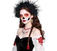 LaVenty Mexican Flower Crown Headband Day of The Dead Fiesta Headpiece Cinco De Mayo Party Costume Dia de Los Muertos