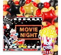 LaVenty Movie Night Backdrop Balloons Movie Night Decorations Movie Party Decorations Movie Night Party Supplies Movie Theme Birthday Party Decorations