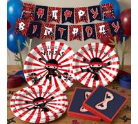 LaVenty Ninja Birthday Party Decoration Ninja Warrior Party Supplies | Karate Tableware Party Plates Napkins Banners for Karate Party Favors 20 Guest