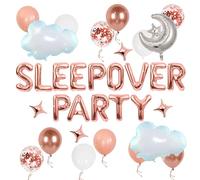 LaVenty Pajama Party Decorations No Boys Allowed Sign Balloons Slumber Sleepover Spa Party Supplies for Girls Pajamas Slumber Night Out Decoration for Birthday Baby Shower Bridal Shower