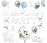 LaVenty Sleepover Party Decoration sleepover party supplies girls Moon Star for Girls Pajamas Slumber Night Out Party Decoration for Birthday Baby Shower Bridal Shower White