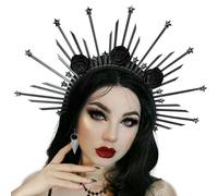 LaVenty Sliver Mary Halo Crown Baroque Headband Sun Goddess Tiara and Crown Sunburst Headband Cosplay Wedding Festival Headpiece