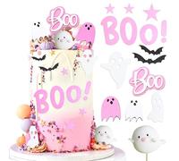 LaVenty Spooky Boo Cake Topper Pink Halloween Cupcake Toppers