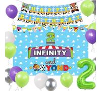 LaVenty Two Infinity and Beyond Birthday Decorations 2nd Birthday Balloon Garland Arch Backdrop Banner Cake Topper for 2 Party
