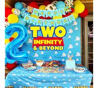 LaVenty Two Infinity and Beyond Birthday Decorations 2nd Birthday Balloon Garland Arch Backdrop Banner Cake Topper for 2 Party
