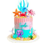 LaVenty Under the Sea Cake Toppers Ocean Animal Cupcake Toppers Under the Sea Party Decorations Ocean Sea Theme Baby Shower Birthday Party Cake Decorations