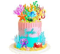 LaVenty Under the Sea Cake Toppers Ocean Animal Cupcake Toppers Under the Sea Party Decorations Ocean Sea Theme Baby Shower Birthday Party Cake Decorations