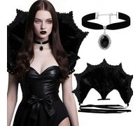 LaVenty Victorian Collar Gothic Stand Up Vampire Collar Black Velvet Victorian Choker for Women Halloween Masquerade Cosplay (Black)
